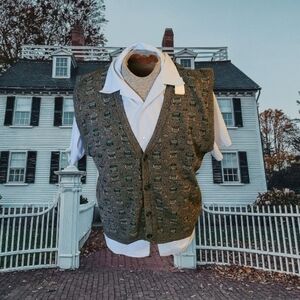 Men's Y2K Gray Patterned Sweater Vest